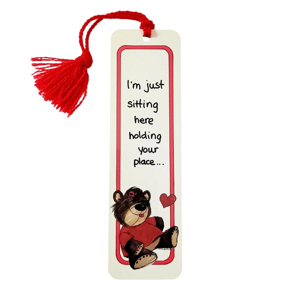 Vintage 80s Suzy's Zoo Bookmark Teddy Bear Kiss Heart- red tassel- Artworks SZ11